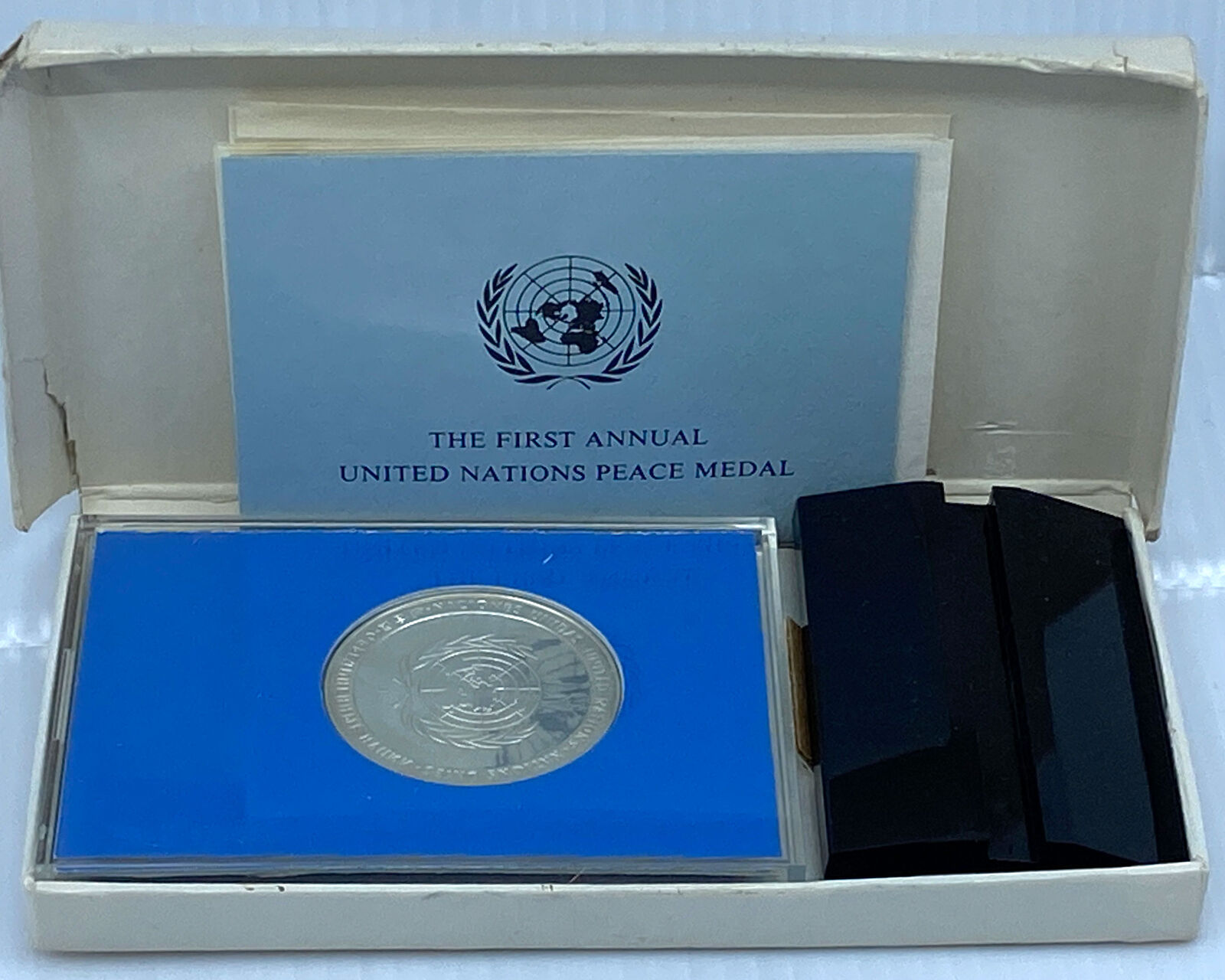 1971 US USA Franklin Mint United Nations PEACE Old Proof Silver Medal i115296