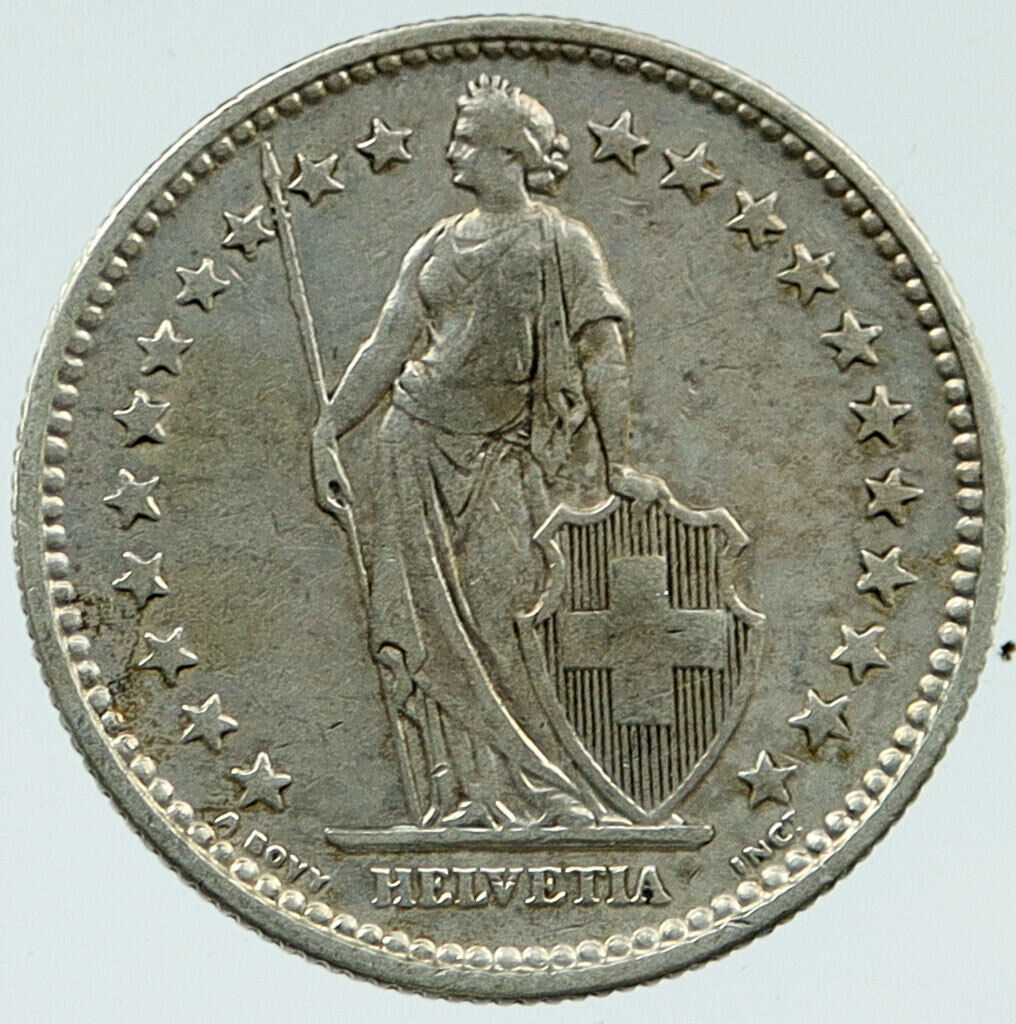 1903 SWITZERLAND - HELVETIA Symbolizes SWISS Nation SILVER 2 Francs Coin i117188