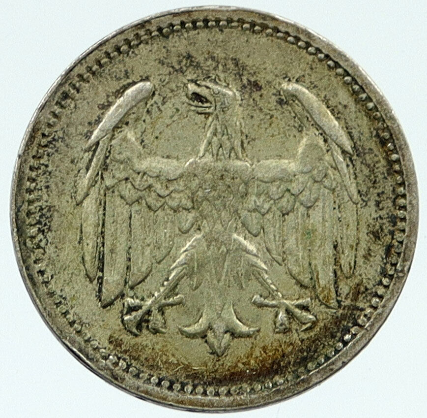 1924 A GERMANY Weimar Republic EAGLE Vintage ANTIQUE Silver Mark Coin i117209