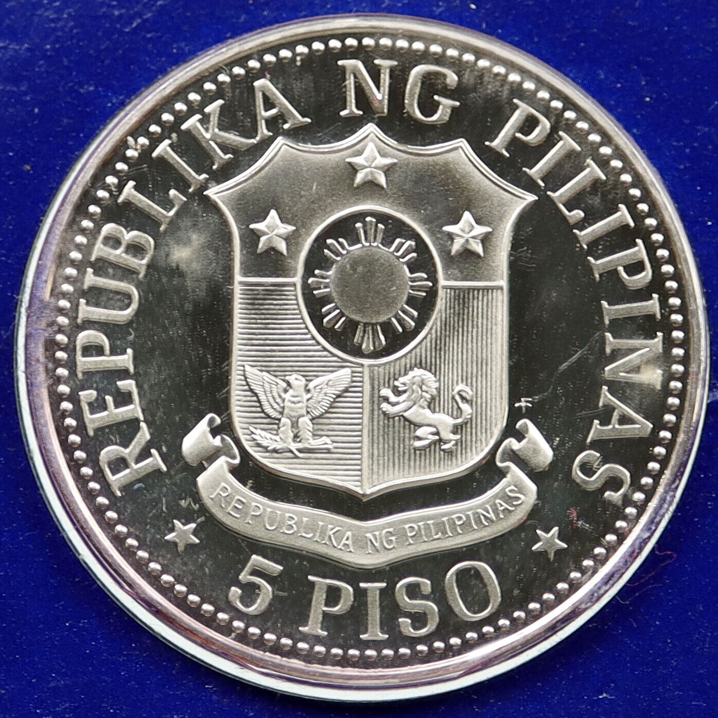1975 PHILIPPINES New Society MARCOS Lipunan VINTAGE Proof 5 Piso Coin i117458