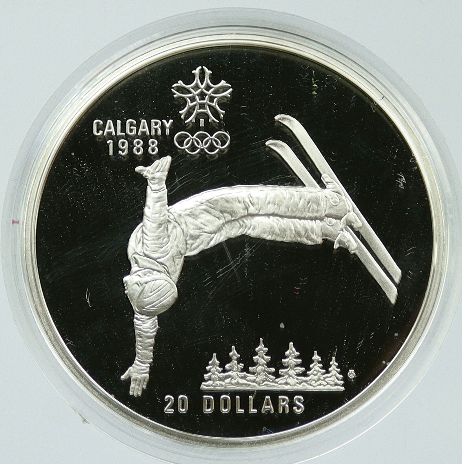1986 CANADA 1988 CALGARY OLYMPICS Free-X Skiing Proof Silver $20 Coin i117462