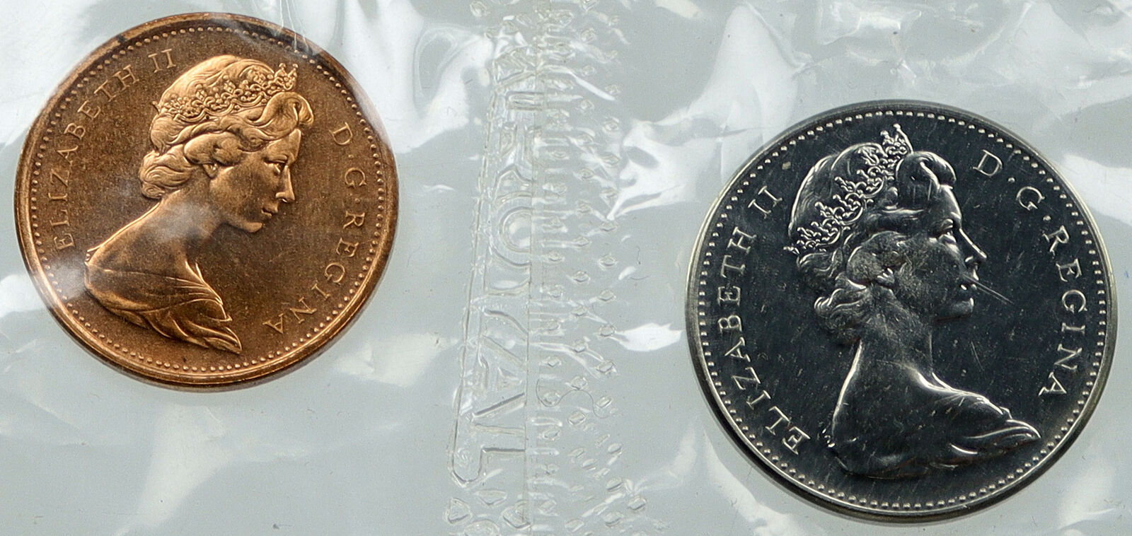 1967 CANADA Vintage 5 & 1 Cent Proof Lot of 2 Coins Sealed GIFT SET i116477