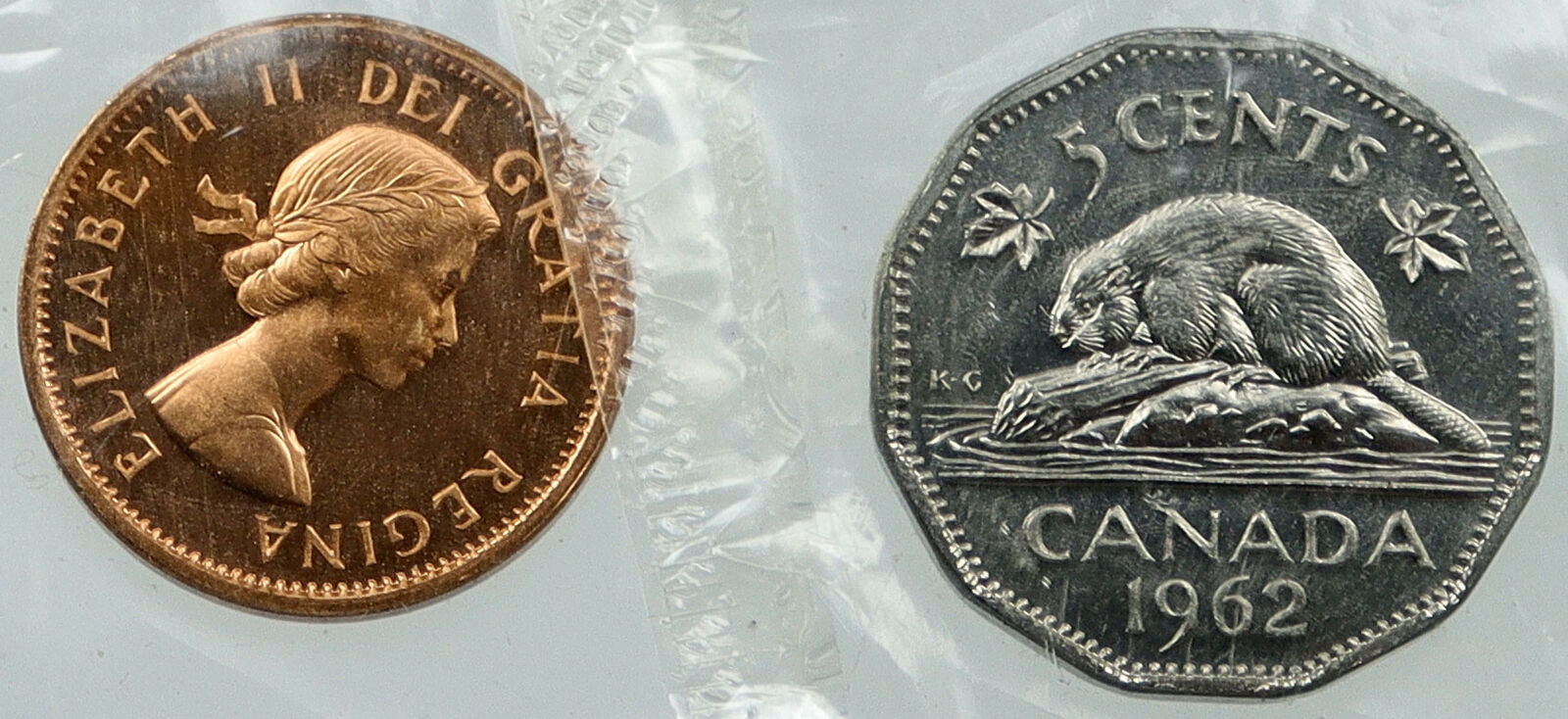 1976 CANADA Vintage 5 & 1 Cent Proof Lot of 2 Coins Sealed GIFT SET i116476