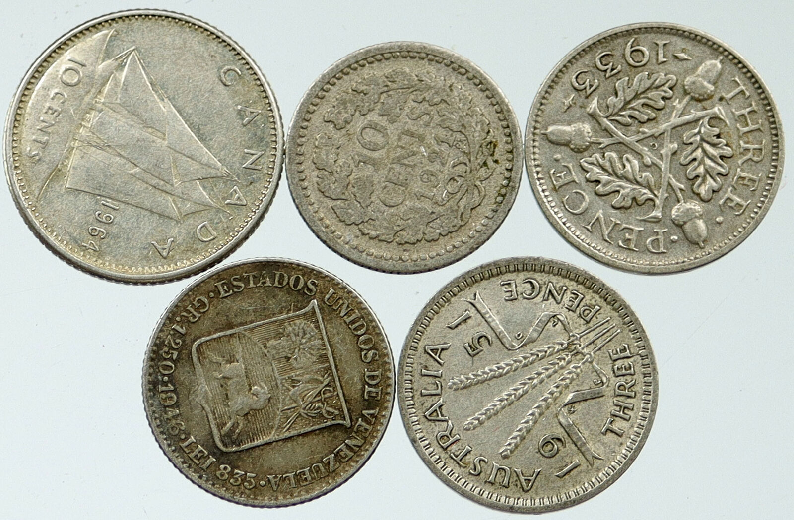 Lot of 5 Silver WORLD COINS Authentic Collection Vintage Group DEAL GIFT i115755