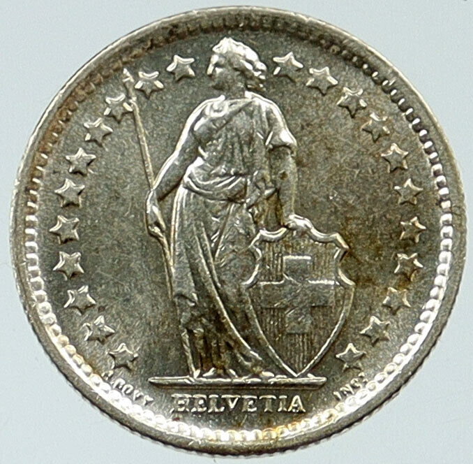 1967 B SWITZERLAND HELVETIA Symbolize SWISS Nation SILVER 1/2 Franc Coin i115747