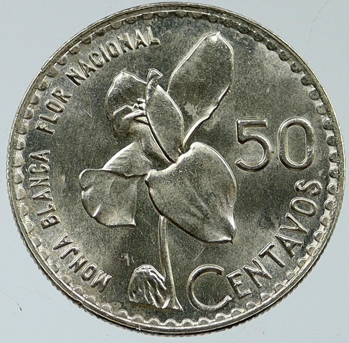 1962 GUATEMALA Bird on Pillar Flower OLD Vintage Silver 50 Centavos Coin i115738