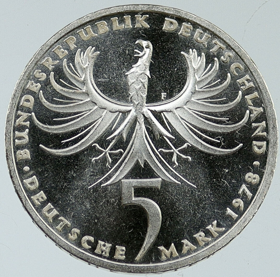1978F GERMANY Balthasar Neumann CHURCH Vierzehnheiligen Silver 5 Mk Coin i115742