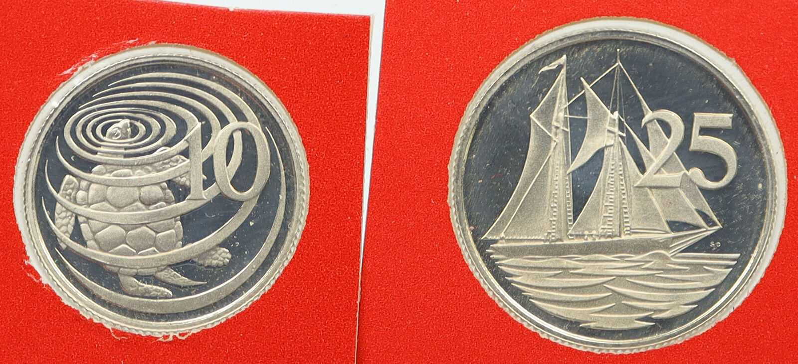 1977 CAYMAN ISLANDS 25 & 10 Cents Proof Lot of 2 Coins Sealed GIFT SET i115961