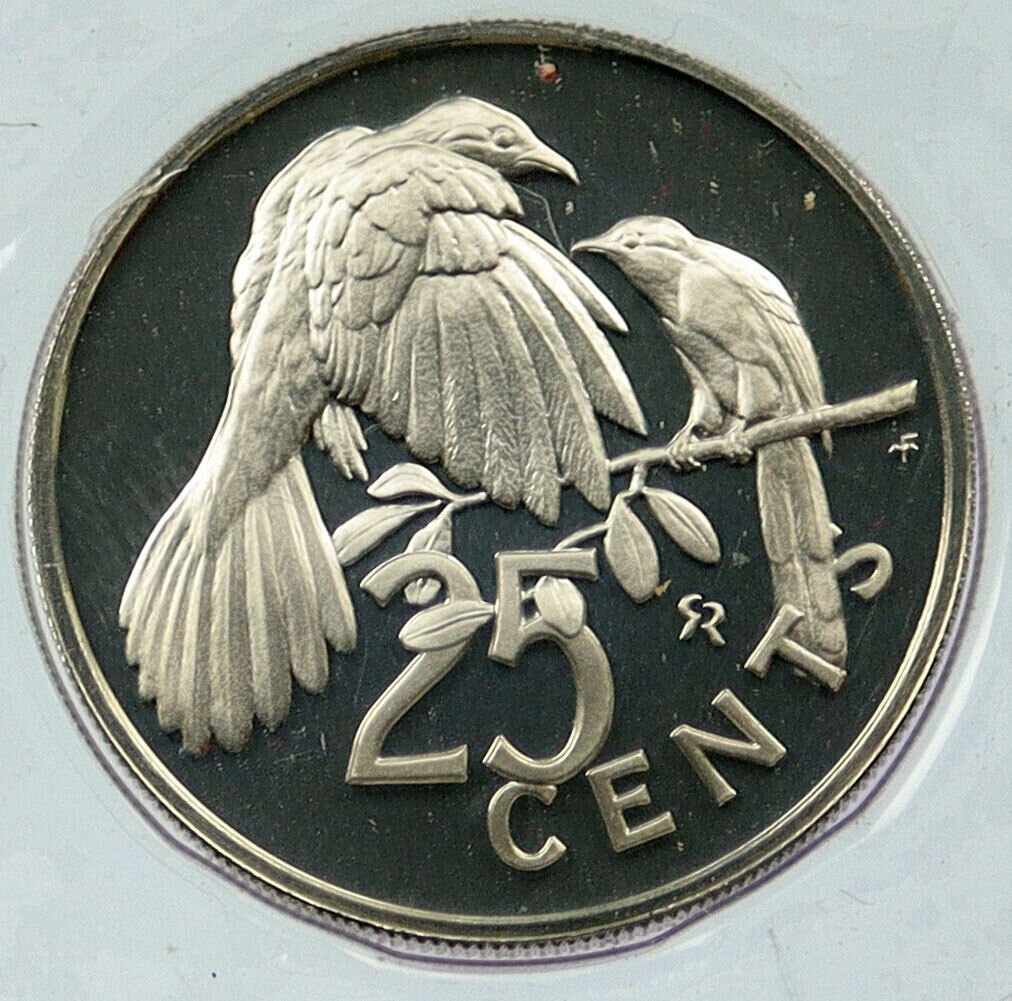 1974 British Virgin Islands UK Elizabeth II BIRD Old Proof 25 Cents Coin i115792