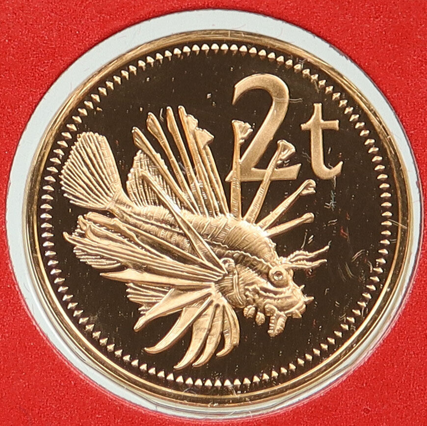 1976 PAPUA NEW GUINEA Bird & Scorpion Lion Fish Old Proof 2 Toea Coin i115791