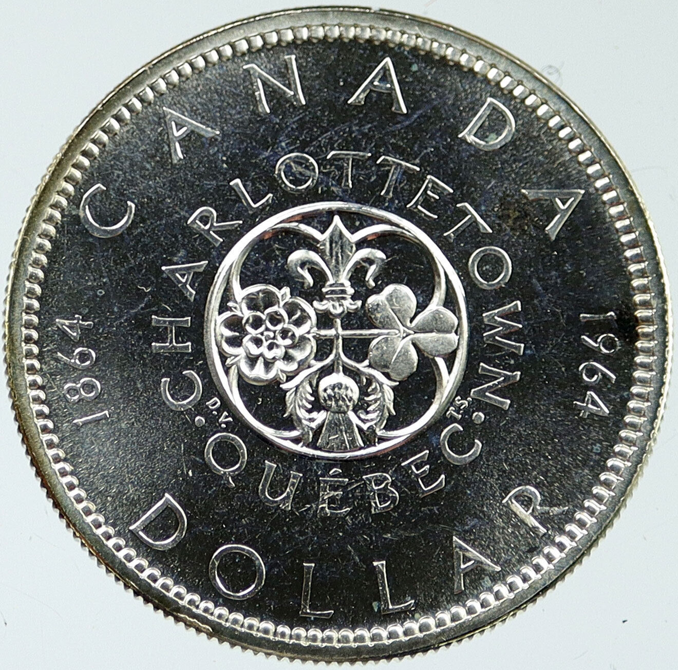 1964 CANADA Quebec Charlottetown Antique Genuine BIG SILVER Dollar Coin i115794