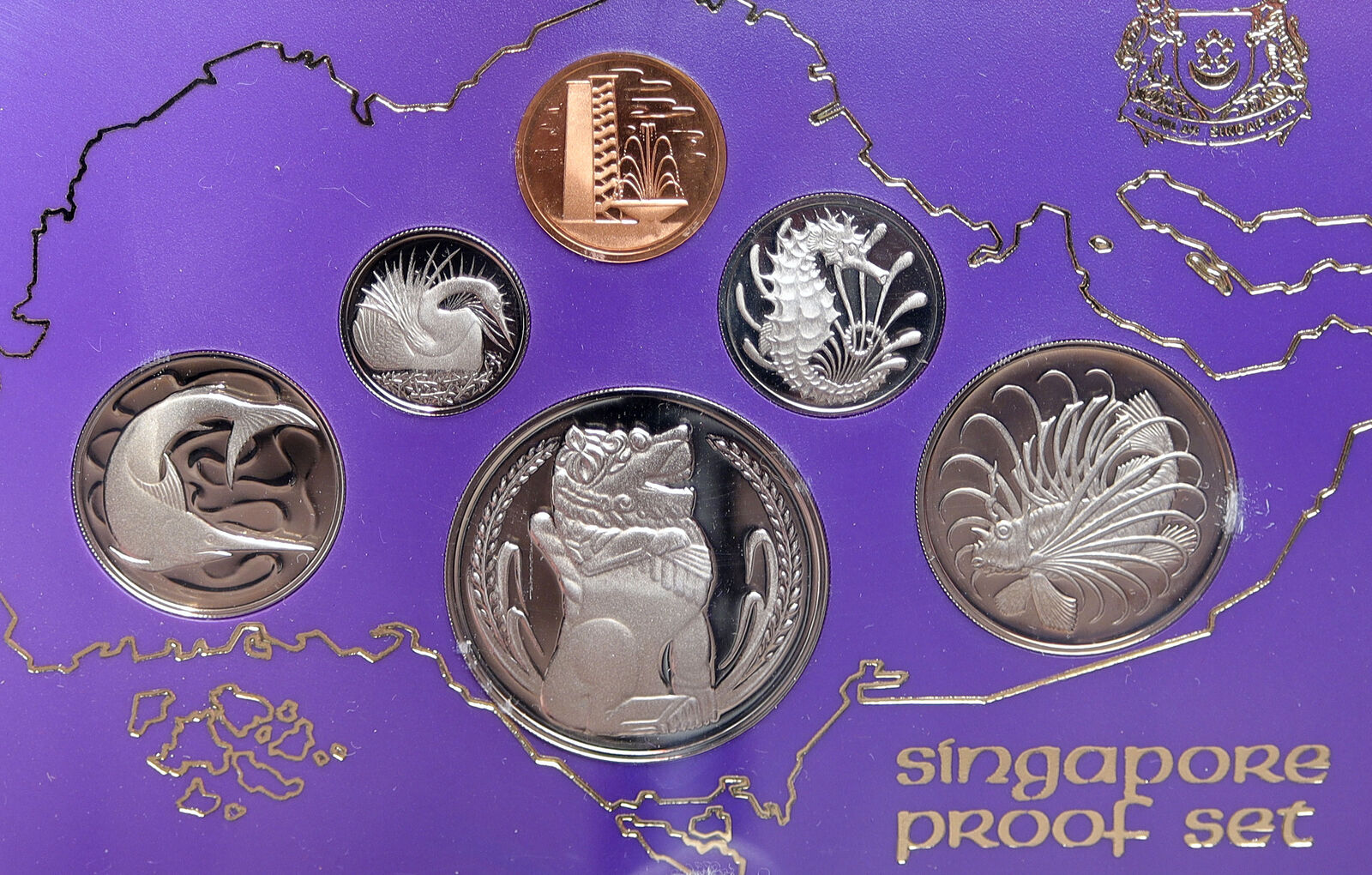 1978 SINGAPORE Old VINTAGE Lion Symbols Proof Set of 6 Coins 1 is Silver i114453