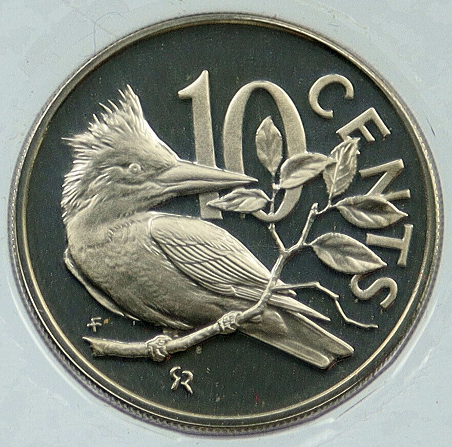 1974 British Virgin Islands Queen Elizabeth II BIRD Proof 10 Cent Coin i115793