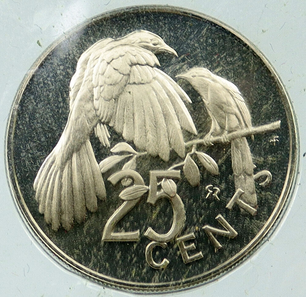 1974 British Virgin Islands UK Elizabeth II BIRD Old Proof 25 Cents Coin i115798