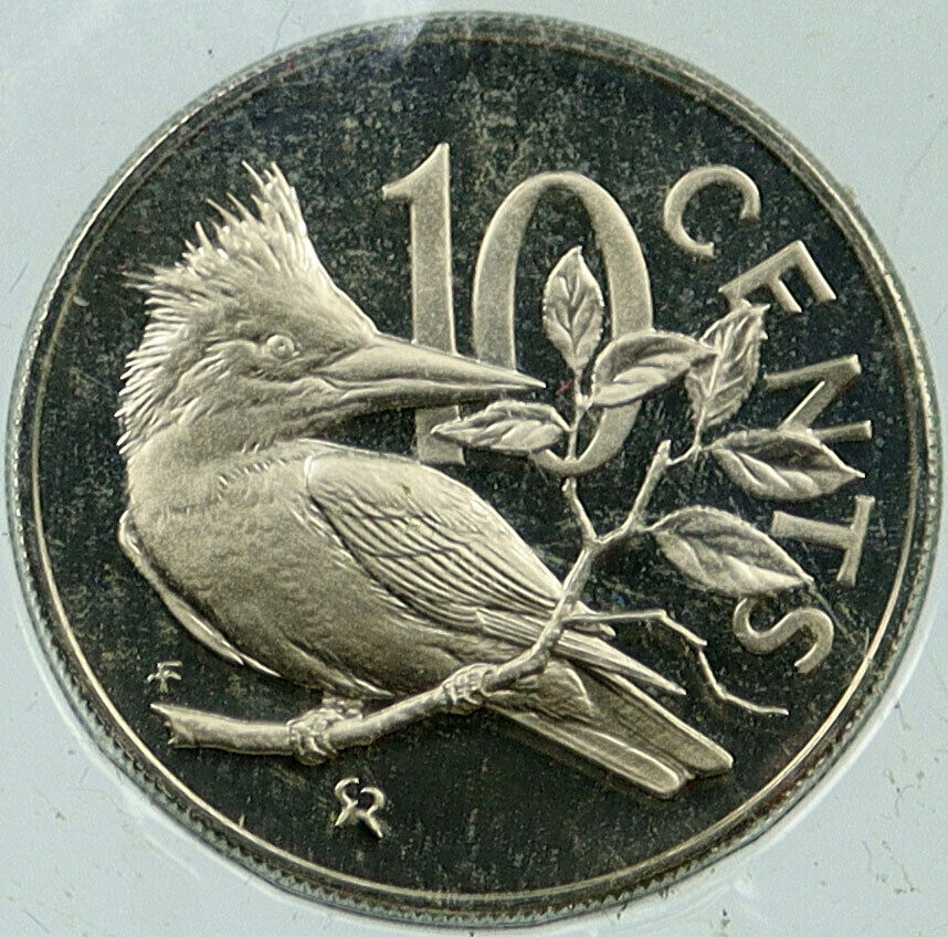 1974 British Virgin Islands Queen Elizabeth II BIRD Proof 10 Cent Coin i115799