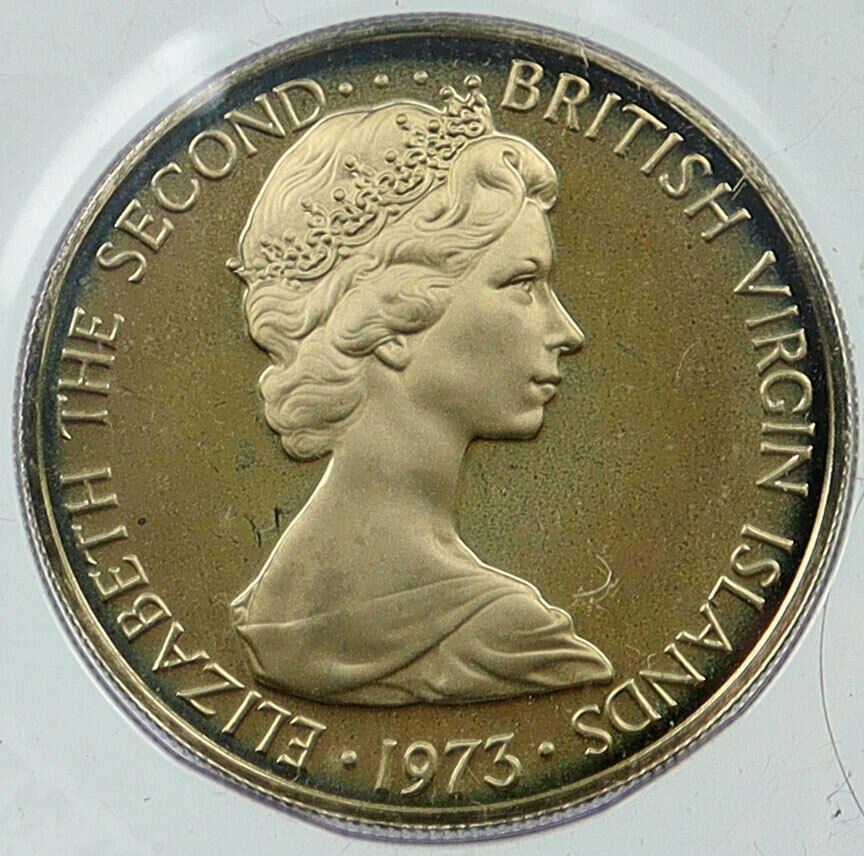 1973 British Virgin Islands Queen Elizabeth II BIRD Proof 10 Cents Coin i115813