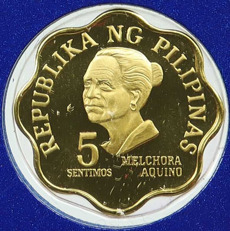 1975 PHILIPPINES Activist Mother Melchora Aquino Proof 5 Sentisimos Coin i115821