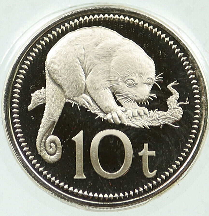 1975 PAPUA NEW GUINEA Spotted Cuscus Animal VINTAGE Proof 10 Toea Coin i115807