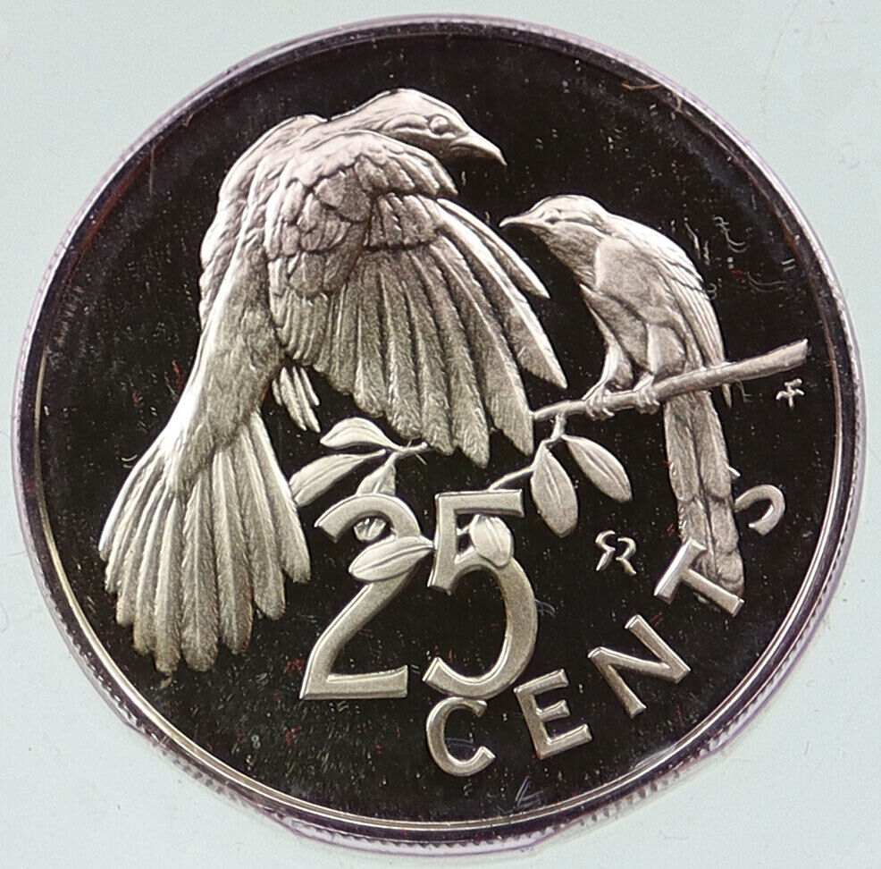 1973 British Virgin Islands UK Elizabeth II BIRD Old Proof 25 Cents Coin i115812