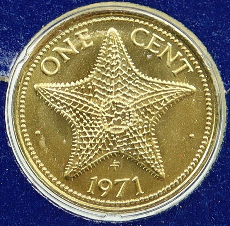 1971 BAHAMAS UK Queen Elizabeth II STARFISH of OCEAN Vintage Cent Coin i115824