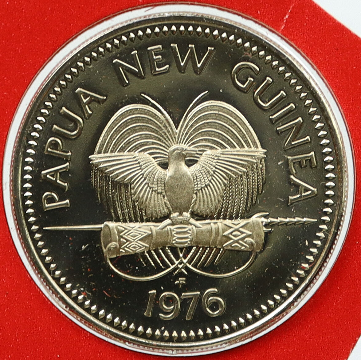 1976 PAPUA NEW GUINEA Bennetts Cassowary BIRD Vintage Proof 20 Toea Coin i115853