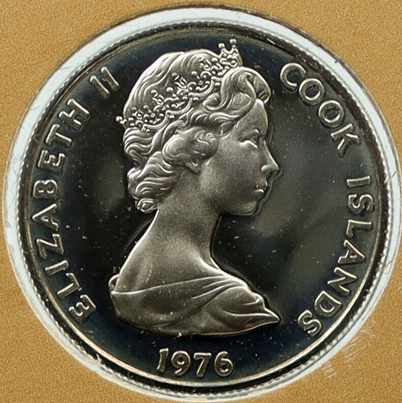 1976 COOK ISLANDS Elizabeth II Orange Fruits VINTAGE Proof 5 Cents Coin i115852