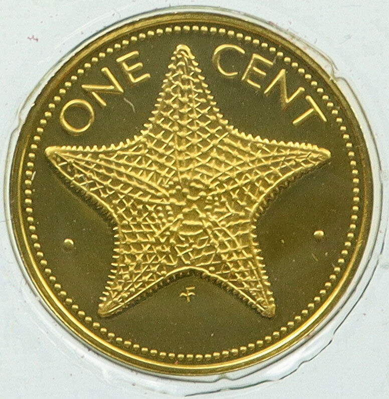 1974 BAHAMAS UK Aquatic Fish Oceanic STARFISH Vintage OLD Cent Coin i115857