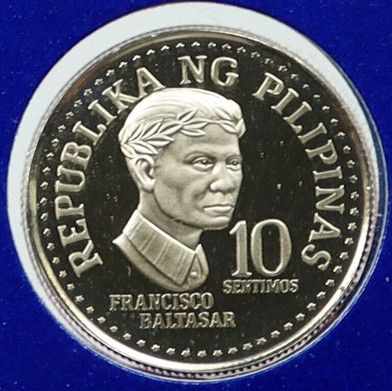 1976 PHILIPPINES Colony Poet Francisco Baltasar Proof 10 Sentisimos Coin i115877