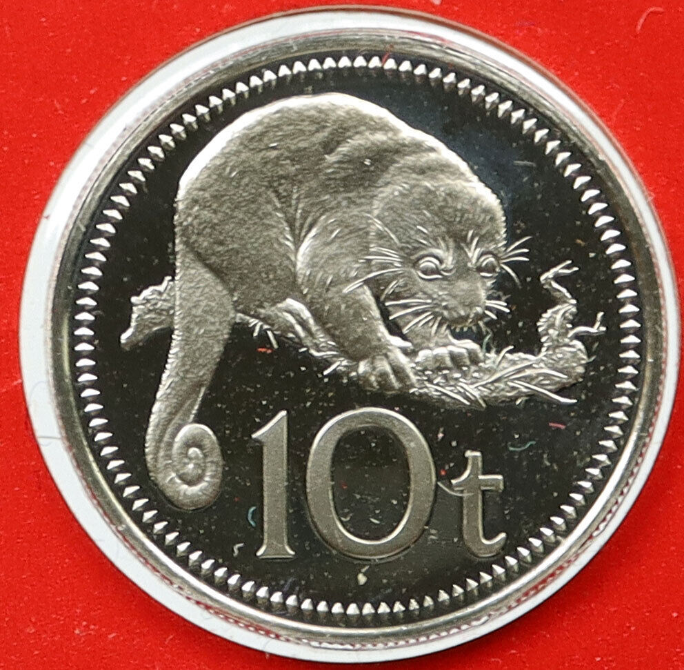 1977 PAPUA NEW GUINEA Spotted Cuscus Animal VINTAGE Proof 10 Toea Coin i115907
