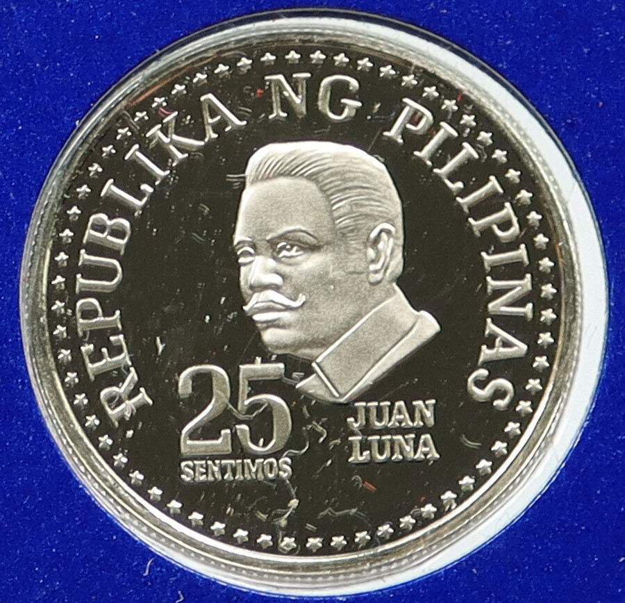 1975 PHILIPPINES Activist & Artist JUAN LUNA Proof 25 Sentisimos Coin i115906