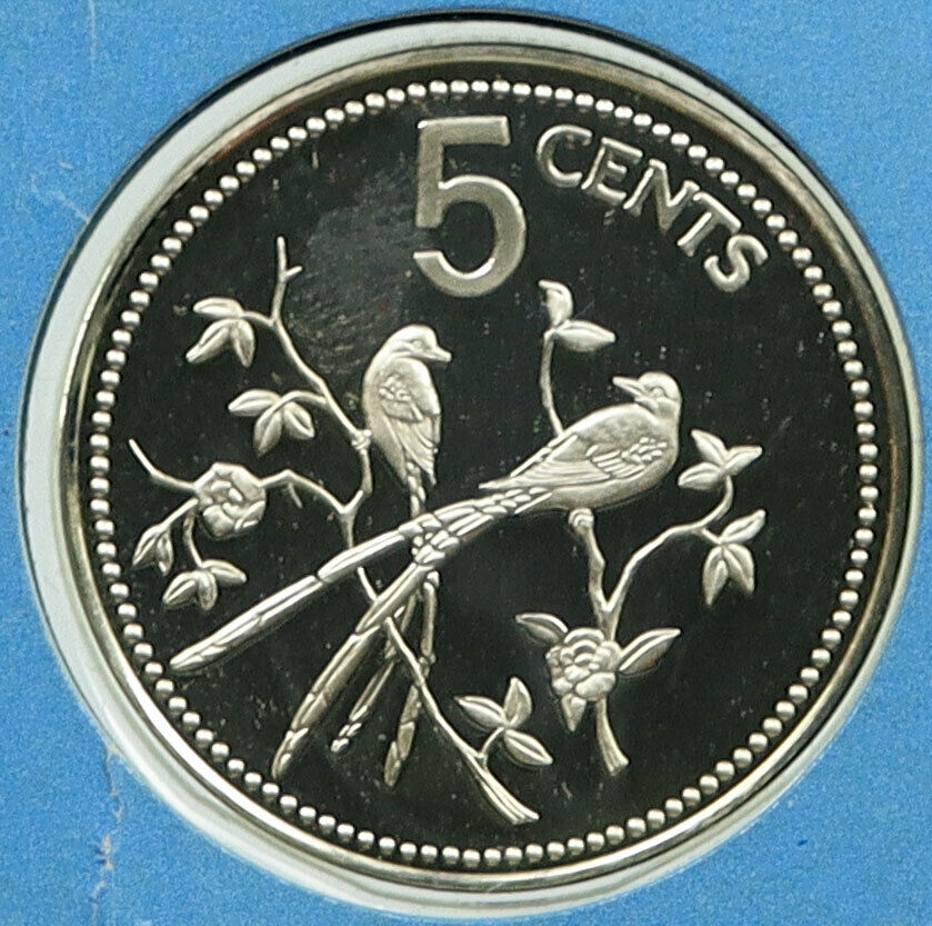 1975 BELIZE Avifauna FORK TAILED FLYCATCHER BIRD Proof Silver 5Cent Coin i115880