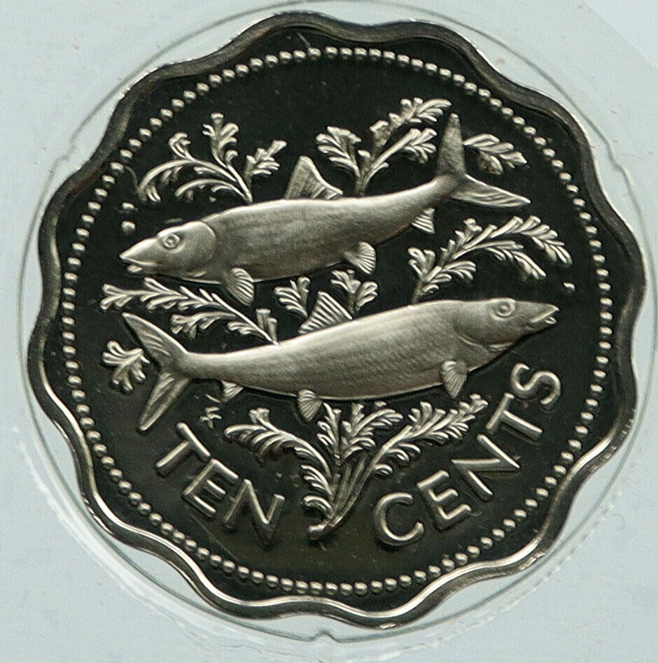 1975 BAHAMAS UK Islands BONEFISH OCEANIC Vintage OLD Proof 10 Cents Coin i115882