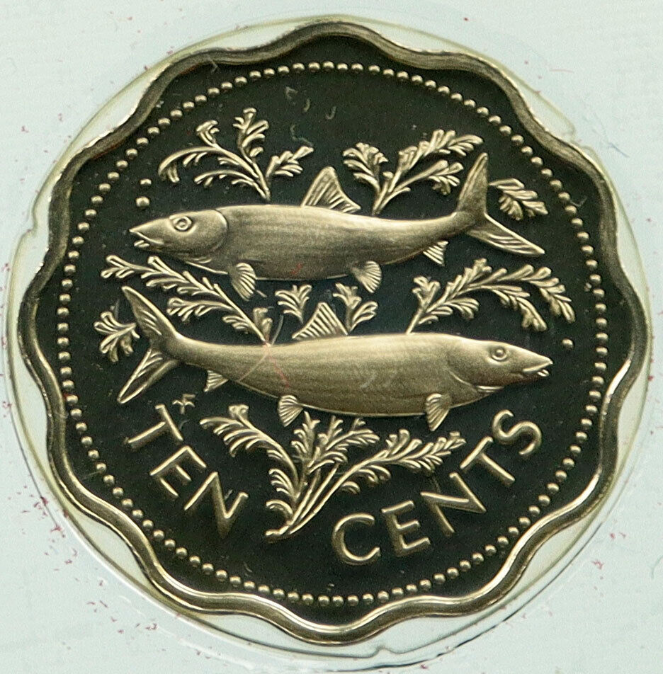 1974 BAHAMAS UK Islands BONEFISH OCEANIC Vintage OLD Proof 10 Cents Coin i115863