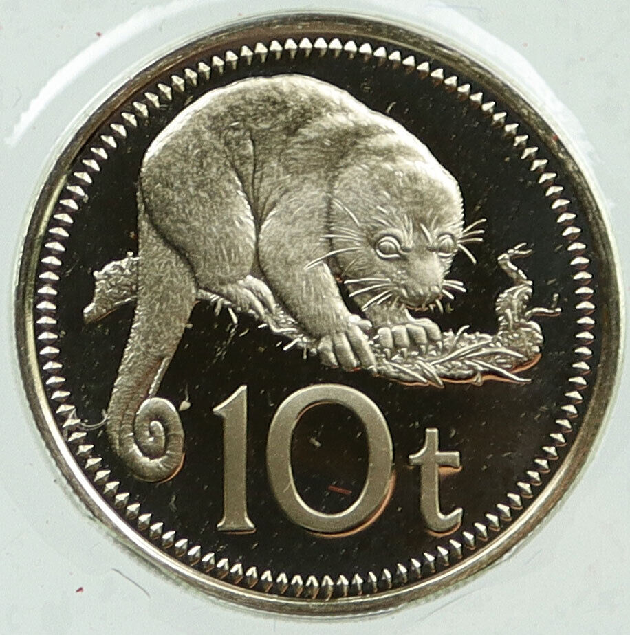 1975 PAPUA NEW GUINEA Spotted Cuscus Animal VINTAGE Proof 10 Toea Coin i115870
