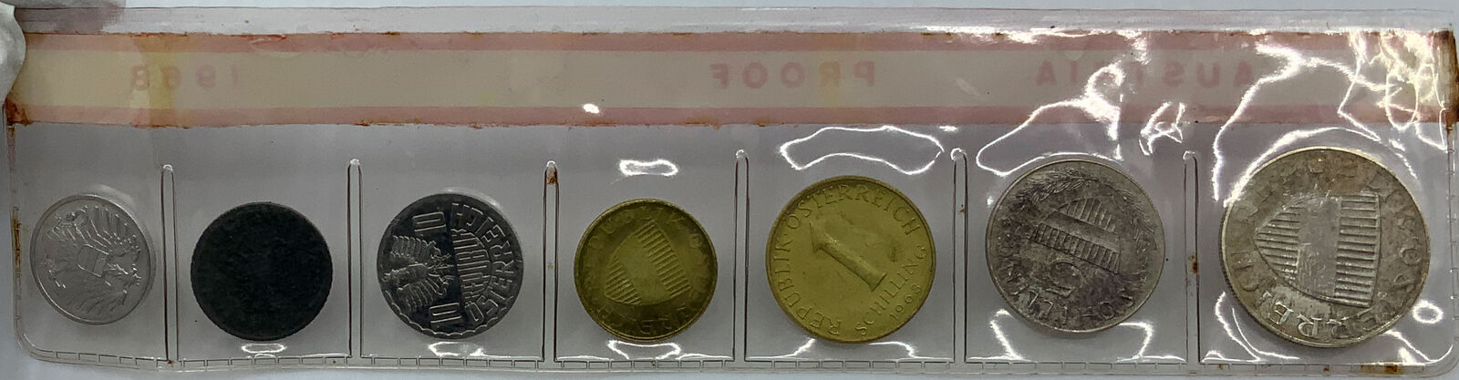 1968 Austria Wachau Woman 10 Schilling Proof Set of 7 Coins 1 is Silver i114724