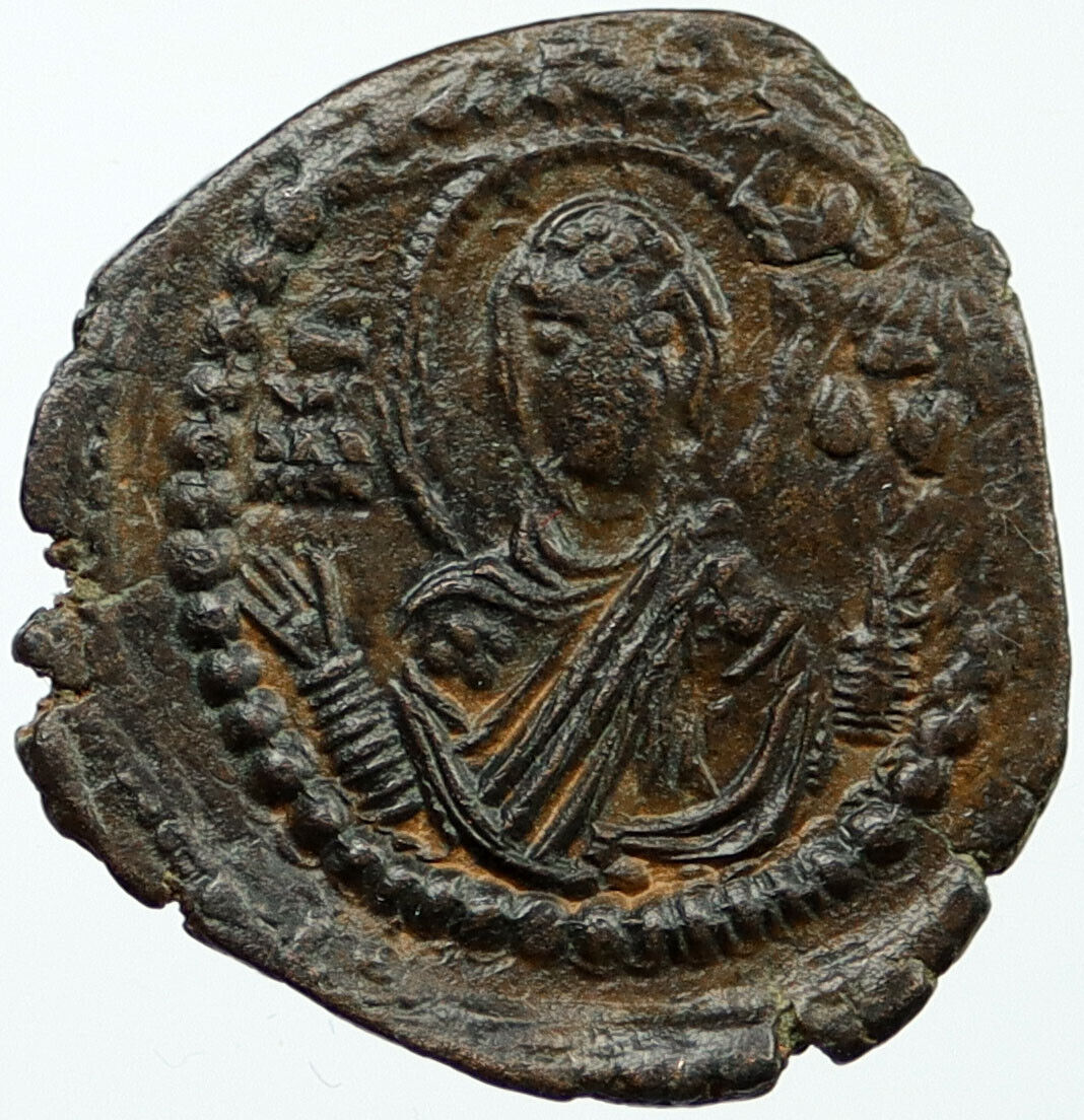 JESUS CHRIST Class G Anonymous 1068AD VIRGIN ORANS Byzantine Follis Coin i117977