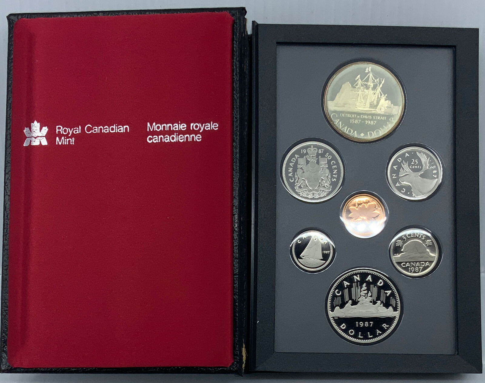 1987 CANADA 400Y DAVIS STRAIT Ship PROOF 7 Coin Set 1 is Silver Dollar i114727