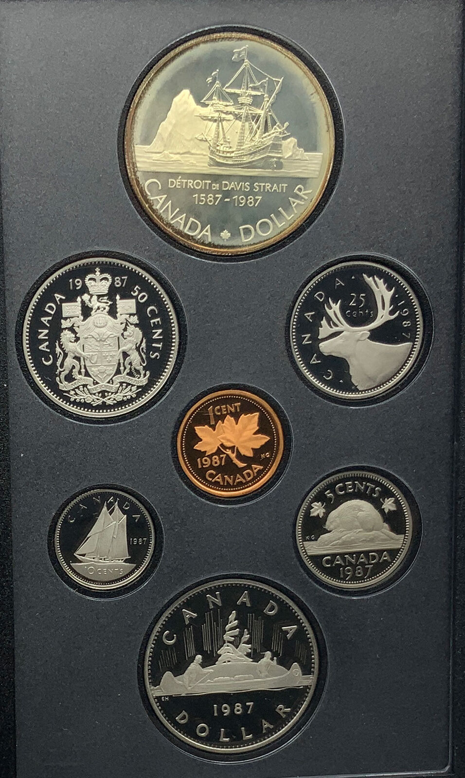 1987 CANADA 400Y DAVIS STRAIT Ship PROOF 7 Coin Set 1 is Silver Dollar i114727