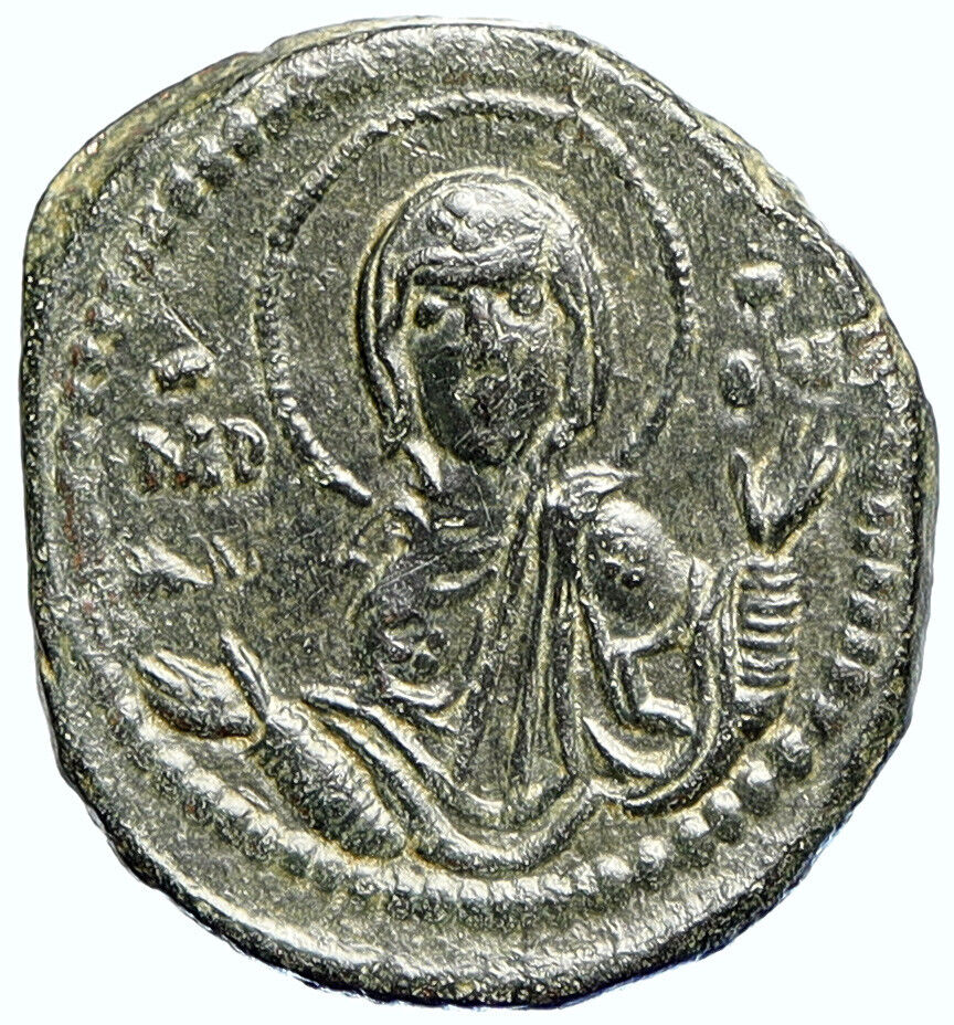 JESUS CHRIST Class G Anonymous 1068AD VIRGIN ORANS Byzantine Follis Coin i111530