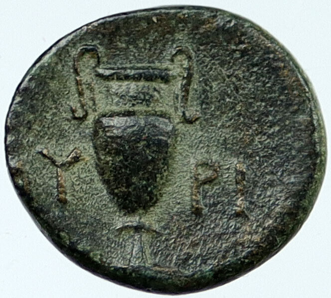 MYRINA in AEOLIS 400BC Original Genuine Greek Coin ATHENA AMPHORA i118010