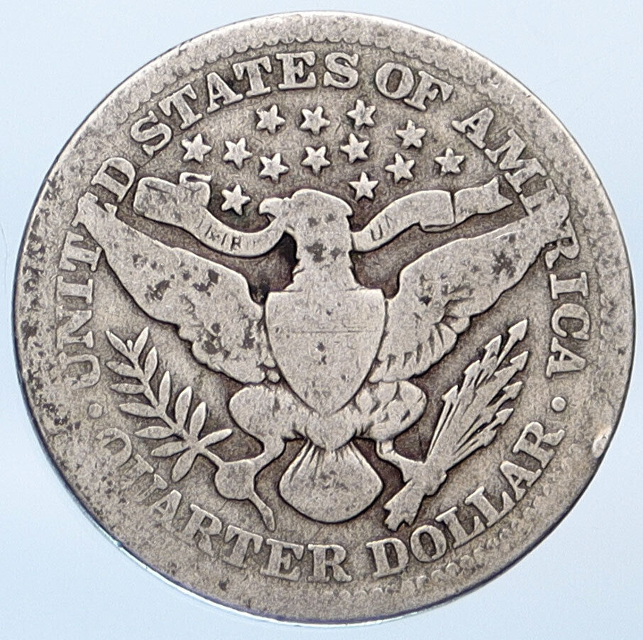 1906 P UNITED STATES US Silver LIBERTY Barber Quarter Dollar Coin EAGLE i115136