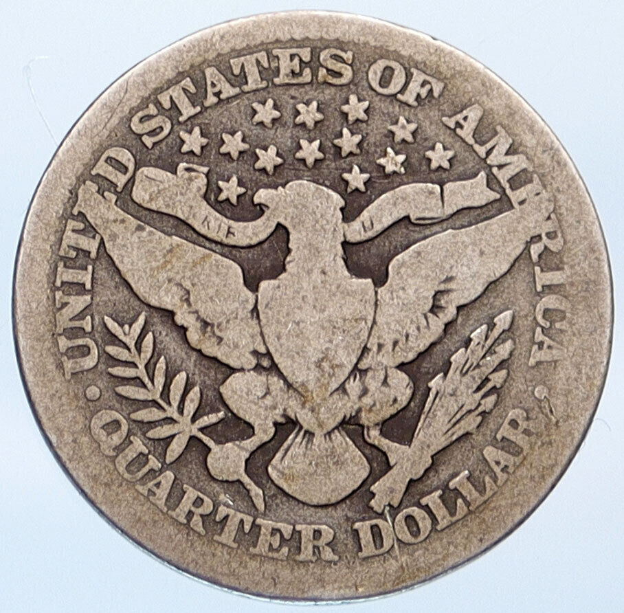 1912 P UNITED STATES US Silver LIBERTY Barber Quarter Dollar Coin EAGLE i115137