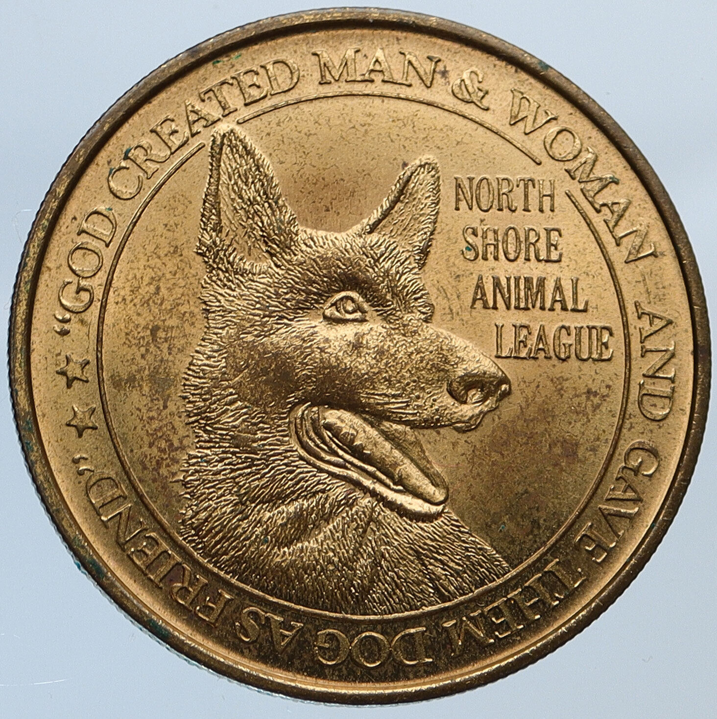 Undated USA North Shore Animal League Cute CAT & DOG Vintage OLD Medal i115114