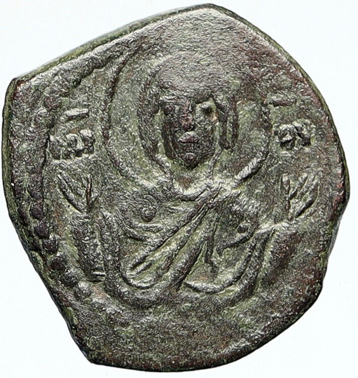 JESUS CHRIST Class G Anonymous 1068AD VIRGIN ORANS Byzantine Follis Coin i112188