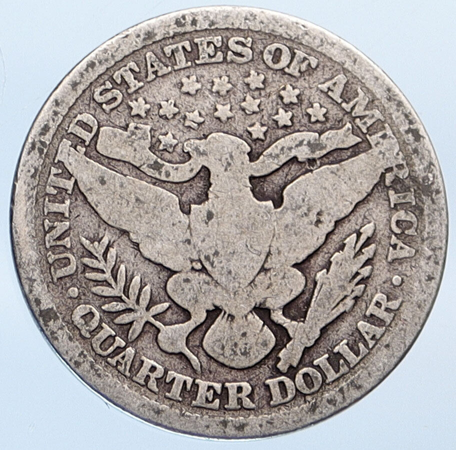1899 P UNITED STATES US Silver LIBERTY Barber Quarter Dollar Coin EAGLE i115138