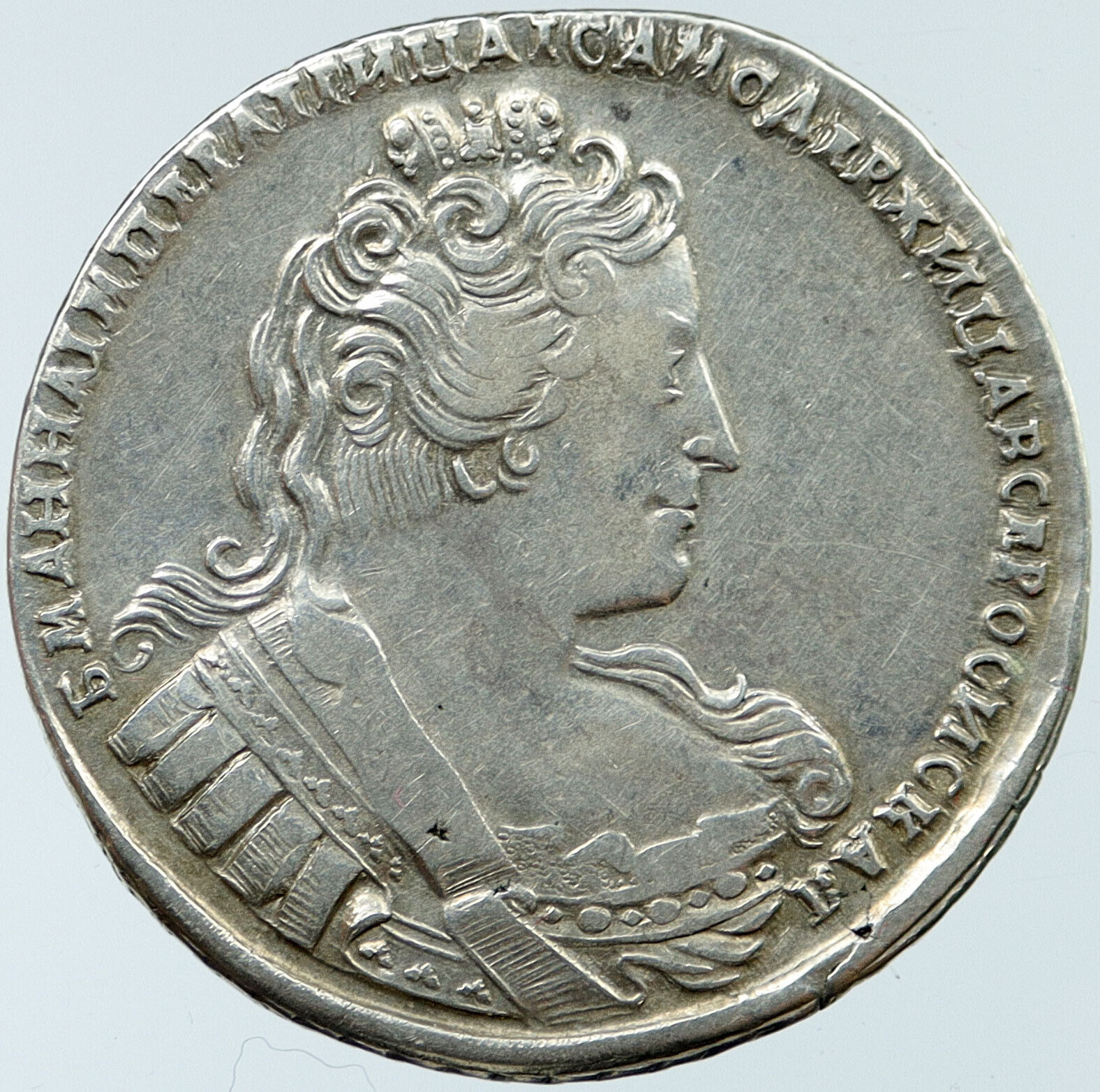 1733 ANNA IVANOVNA Russian Empress Silver 1 Rouble Antique Coin Eagle i118129