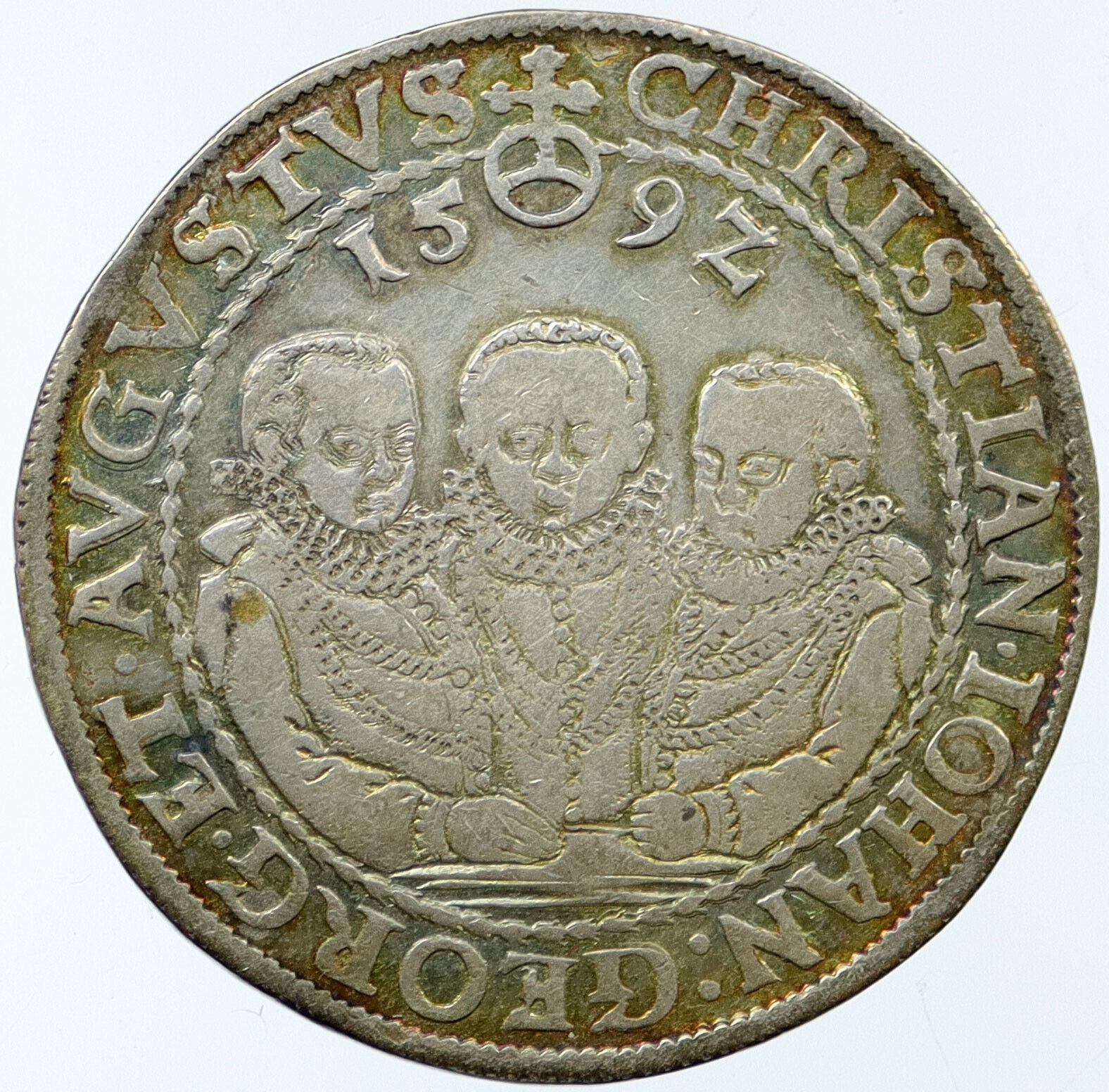 1592 SAXONY Germany Christian II Johann Georg I Silver Reichstaler Coin i118128
