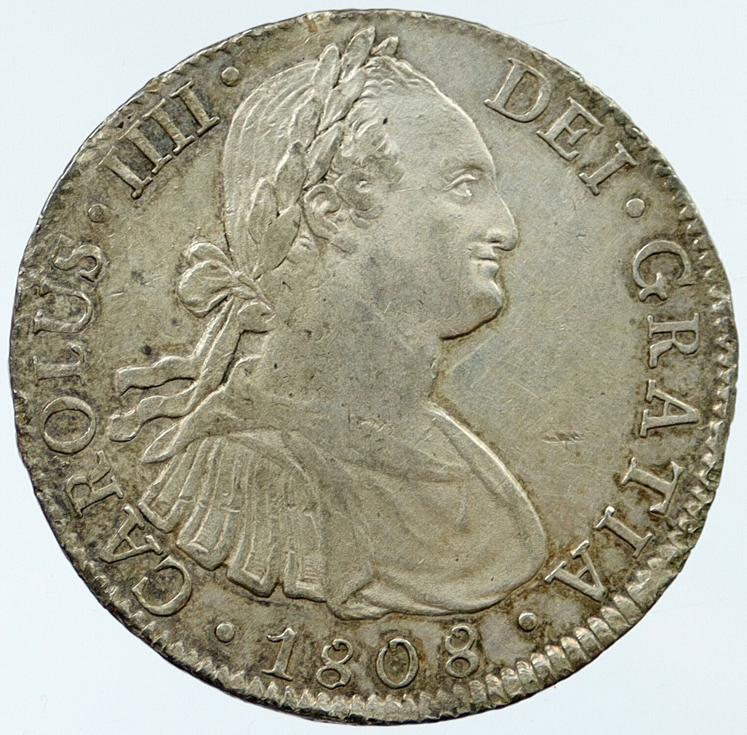1808 Mo TH MEXICO SPAIN King CHARLES IV Old Silver 8 Reales Mexican Coin i118139