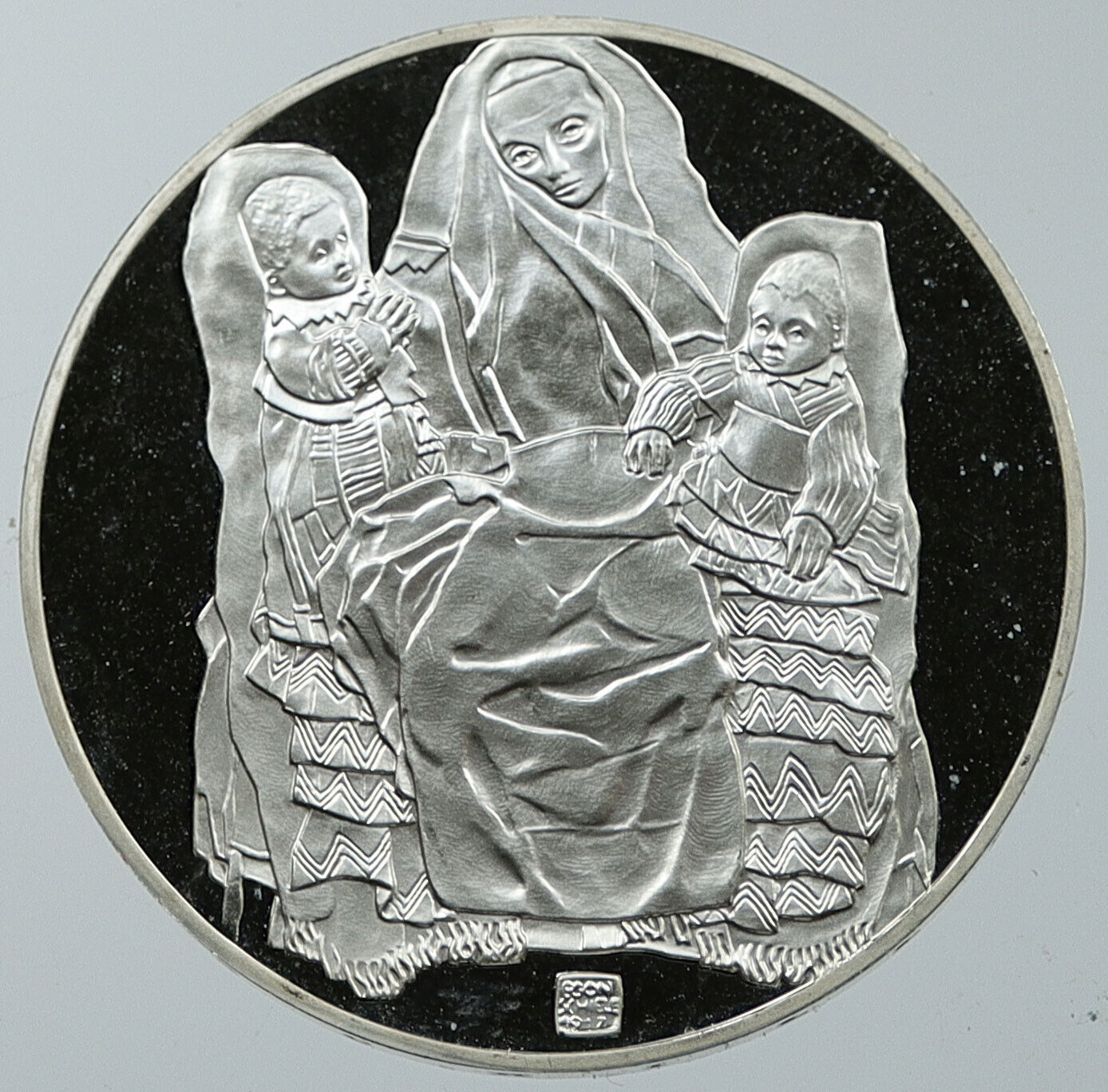 1990 AUSTRIA Expressionist PAINTER EGON SCHIELE Silver Proof Coin MOTHER i116625