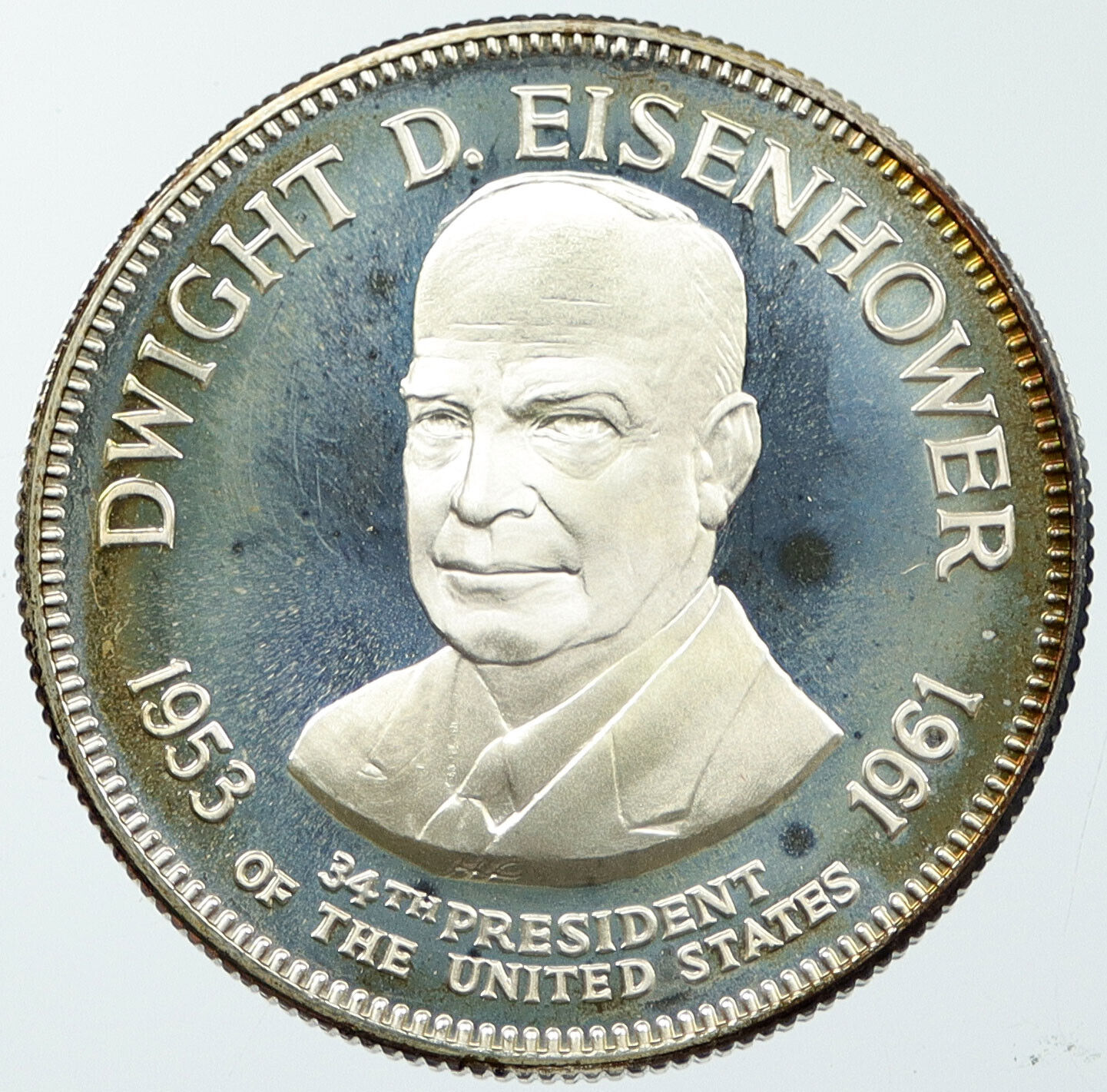 1970 US United States PRESIDENT Dwight D. Eisenhower Proof Silver Medal i116637